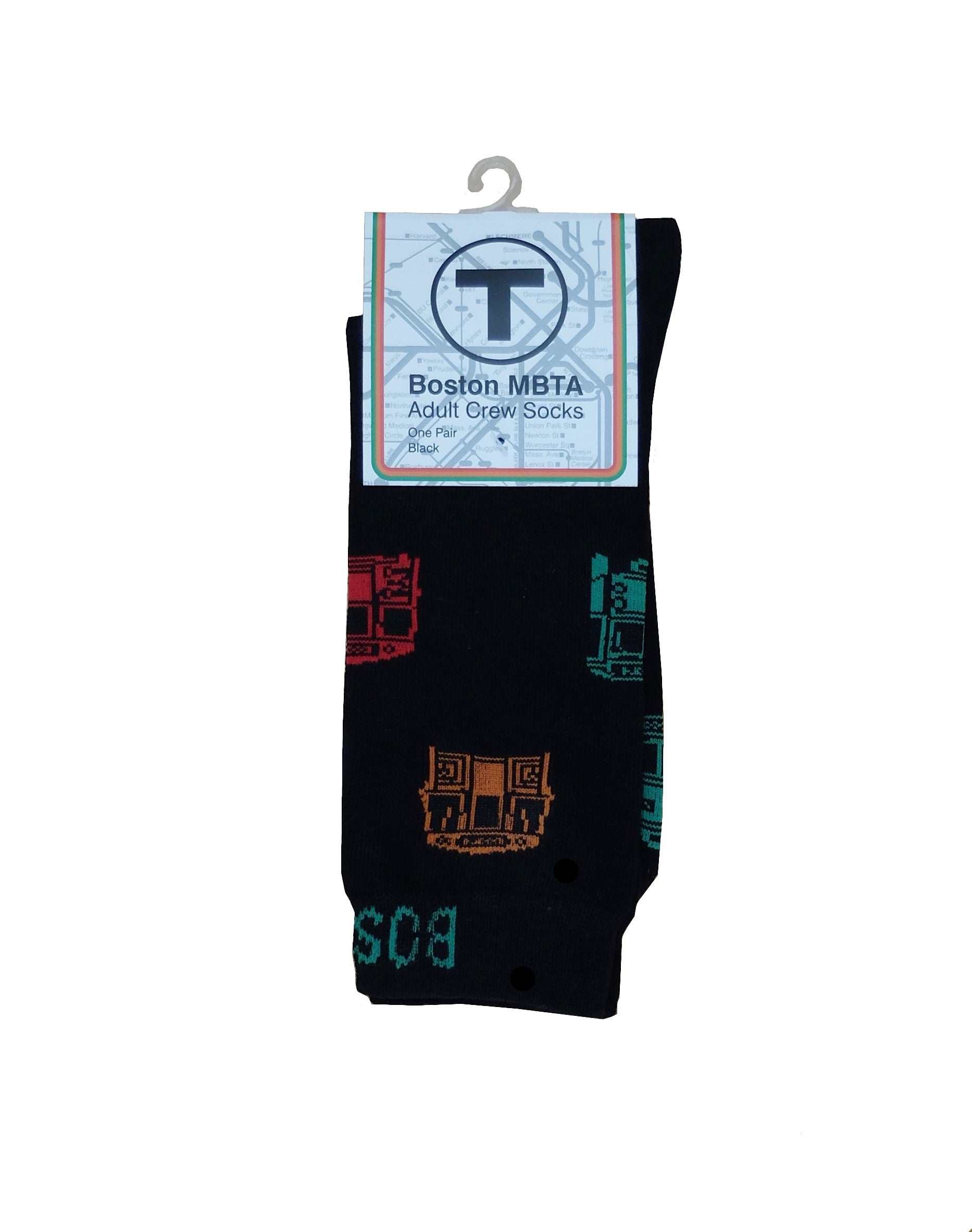 Boston MBTA Subway Train Pattern Socks - Black